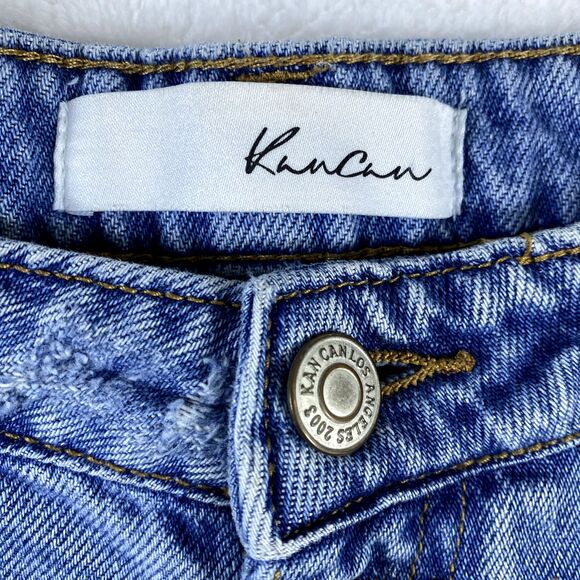 Kancan Denim Shorts Women Sz XS Cut-Off‎ Distressed Exposed Button Fly - Picture 4 of 13